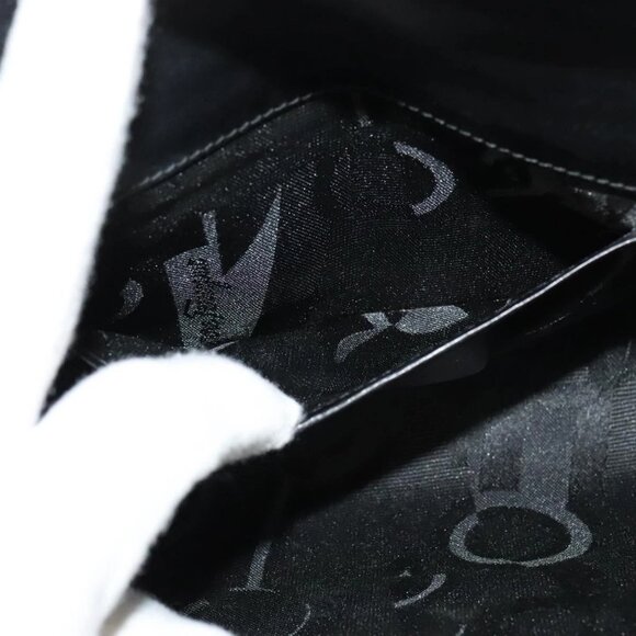 Salvatore Ferragamo Gancini Chain Shoulder Bag Leather Black Gold Auth hk2926 - Picture 15 of 16